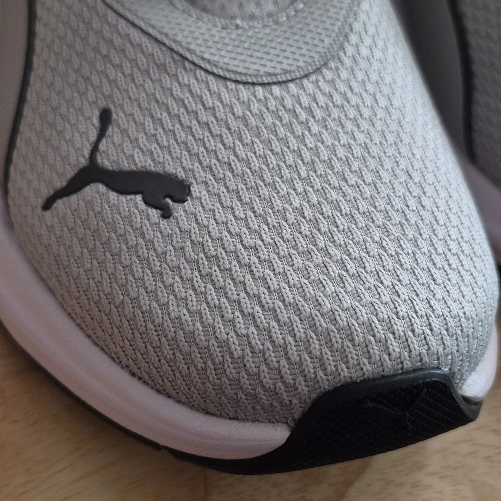 Men's Puma Light Gray Mesh Athletic Sneakers with Black Logo - Picture 4 of 10